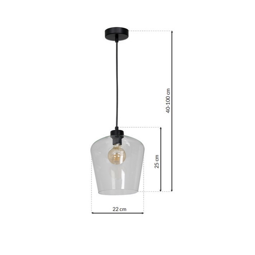Kronleuchter an Schnur SANTIAGO 1xE27/60W/230V klar