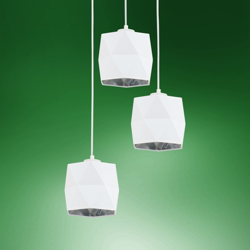 Kronleuchter an Schnur SIRO 3xE27/15W/230V weiß/silbern
