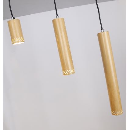 Kronleuchter an Schnur TUBO 3xGU10/25W/230V Holz
