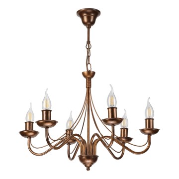 Kronleuchter ANTON an Kette, 6xE14/60W/230V, Bronze