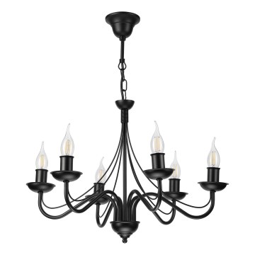 Kronleuchter ANTON an Kette, 6xE14/60W/230V, schwarz