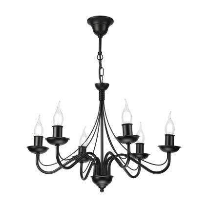 Kronleuchter ANTON an Kette, 6xE14/60W/230V, schwarz