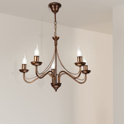Kronleuchter ANTON mit Kette 5xE14/15W/230V bronzefarben