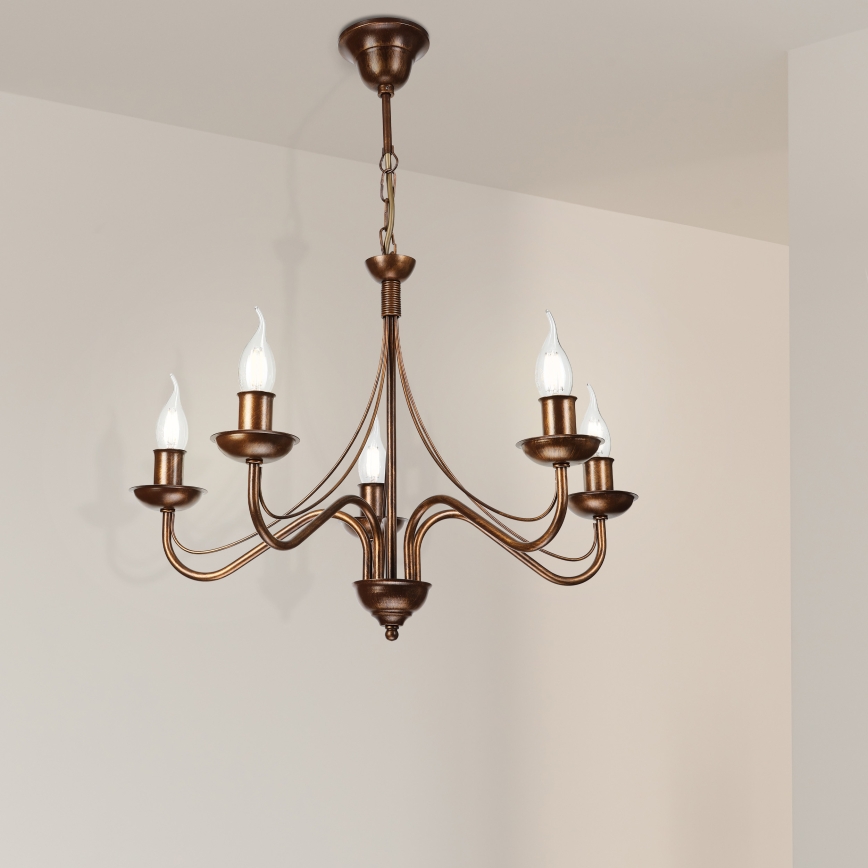Kronleuchter ANTON mit Kette 5xE14/15W/230V bronzefarben