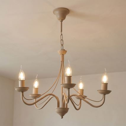 Kronleuchter ANTON mit Kette 5xE14/60W/230V beige