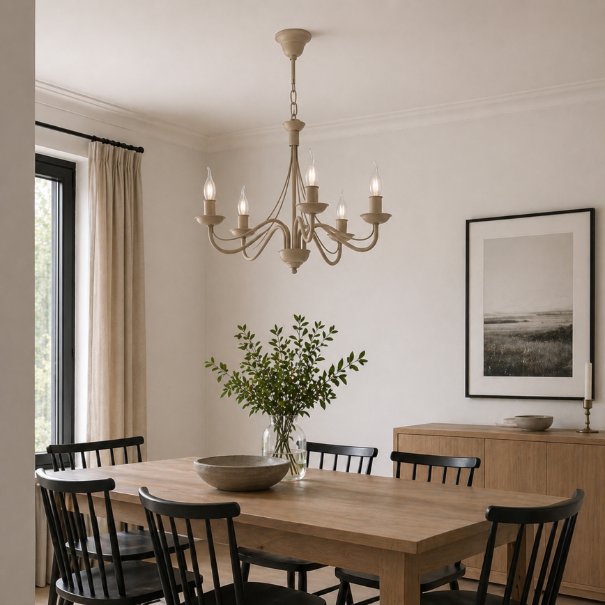 Kronleuchter ANTON mit Kette 5xE14/60W/230V beige