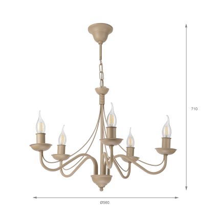 Kronleuchter ANTON mit Kette 5xE14/60W/230V beige