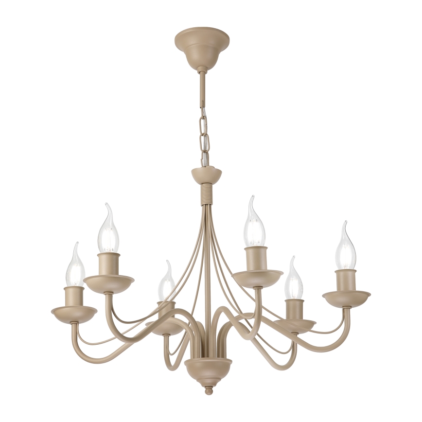 Kronleuchter ANTON mit Kette 6xE14/60W/230V beige