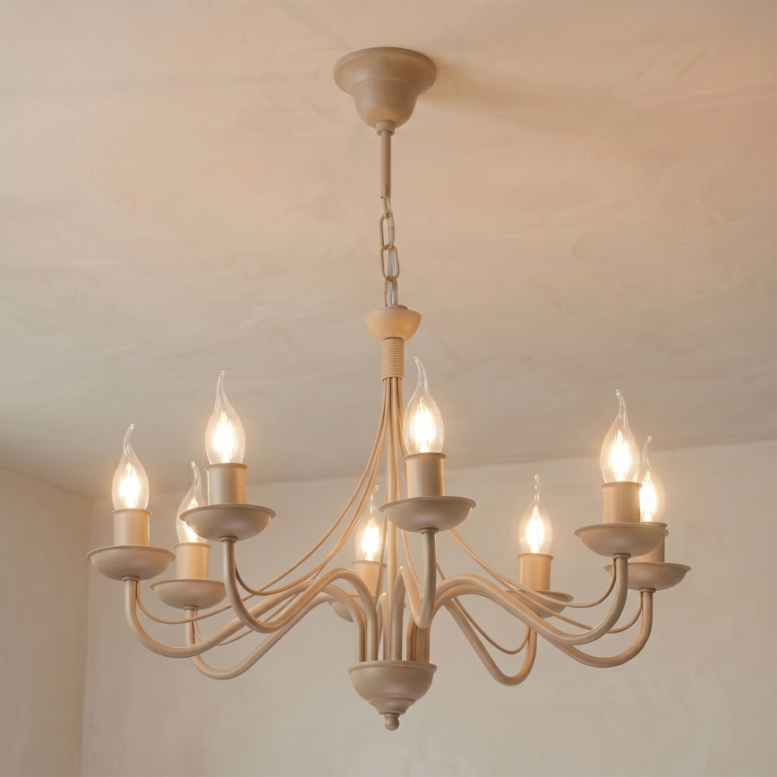 Kronleuchter ANTON, mit Kette, 8xE14/60W/230V, beige