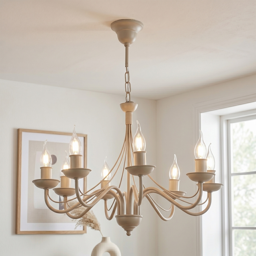 Kronleuchter ANTON, mit Kette, 8xE14/60W/230V, beige