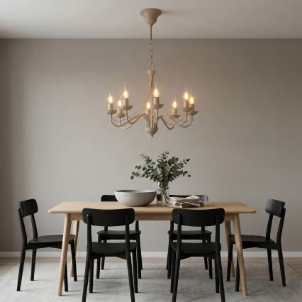 Kronleuchter ANTON, mit Kette, 8xE14/60W/230V, beige