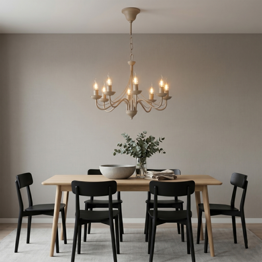 Kronleuchter ANTON, mit Kette, 8xE14/60W/230V, beige