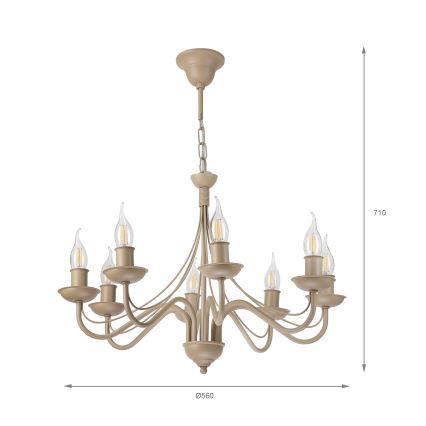 Kronleuchter ANTON, mit Kette, 8xE14/60W/230V, beige