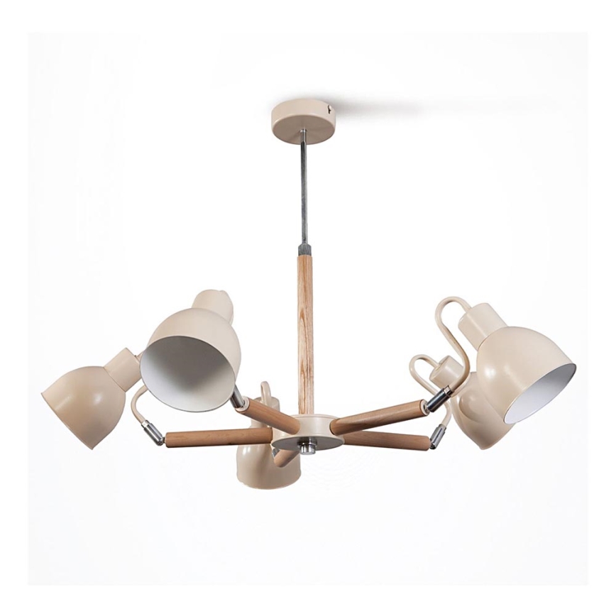 Kronleuchter auf der Stange KALITHEA 5xE27/60W/230V beige