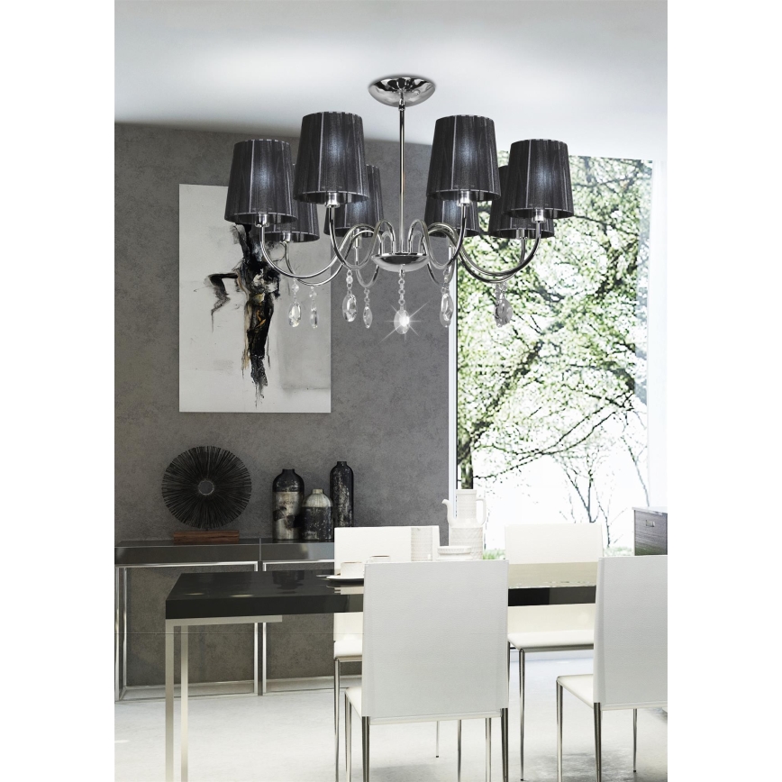Kronleuchter auf Stange SORENTO 8xE14/40W/230V schwarz