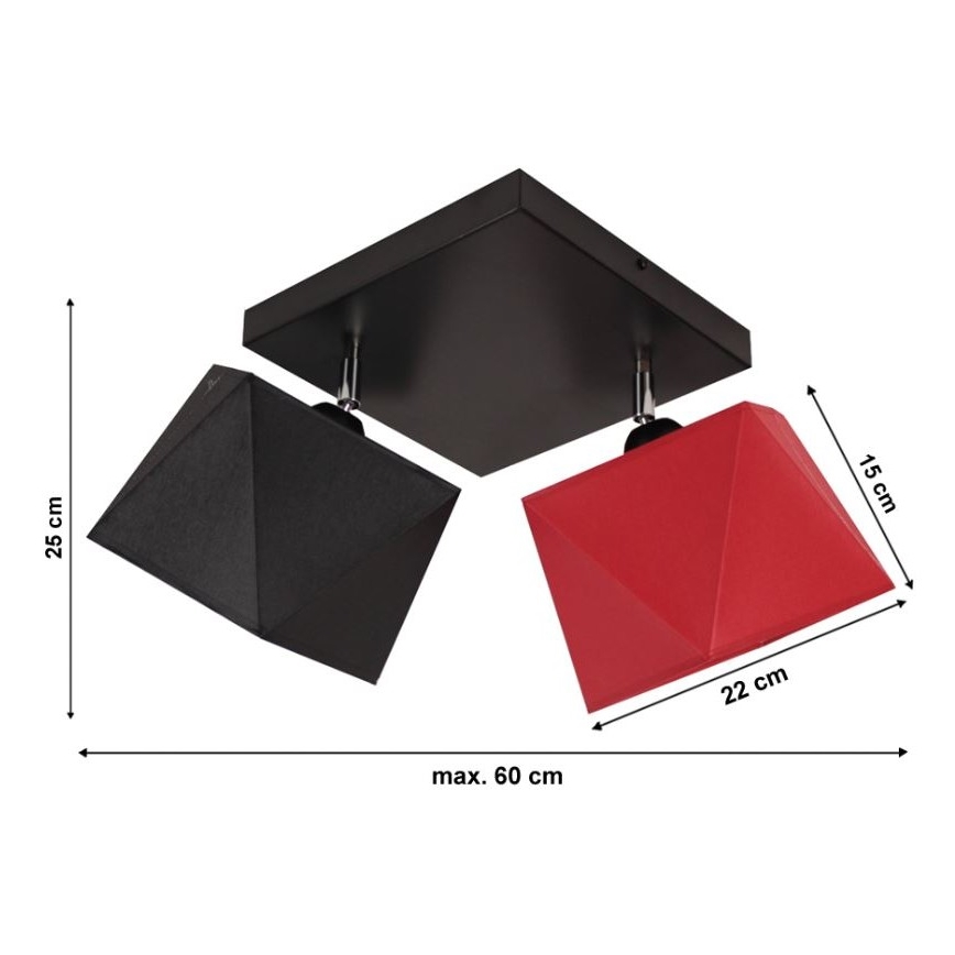 Kronleuchter DIAMENT 2xE27/60W/230V schwarz-rot