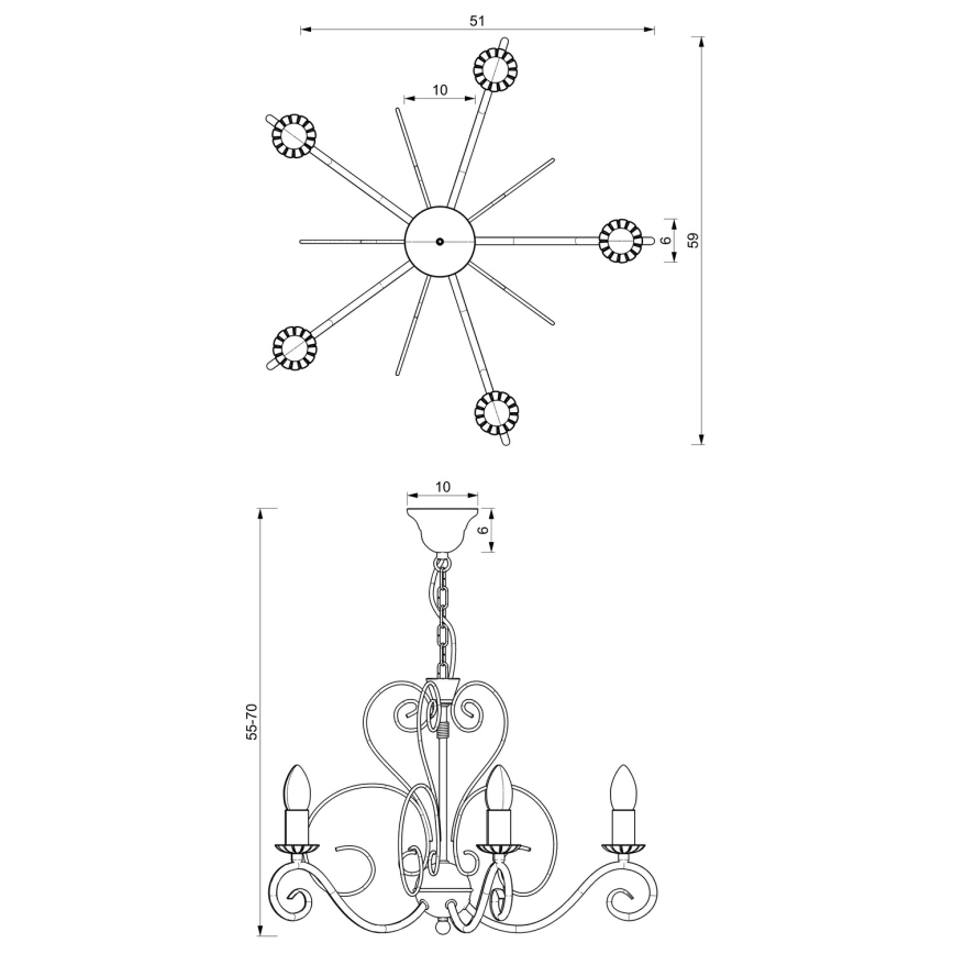 Kronleuchter an Kette MAURO 5xE14/60W/230V