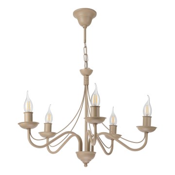 Kronleuchter mit Kette ANTON 5xE14/60W/230V beige