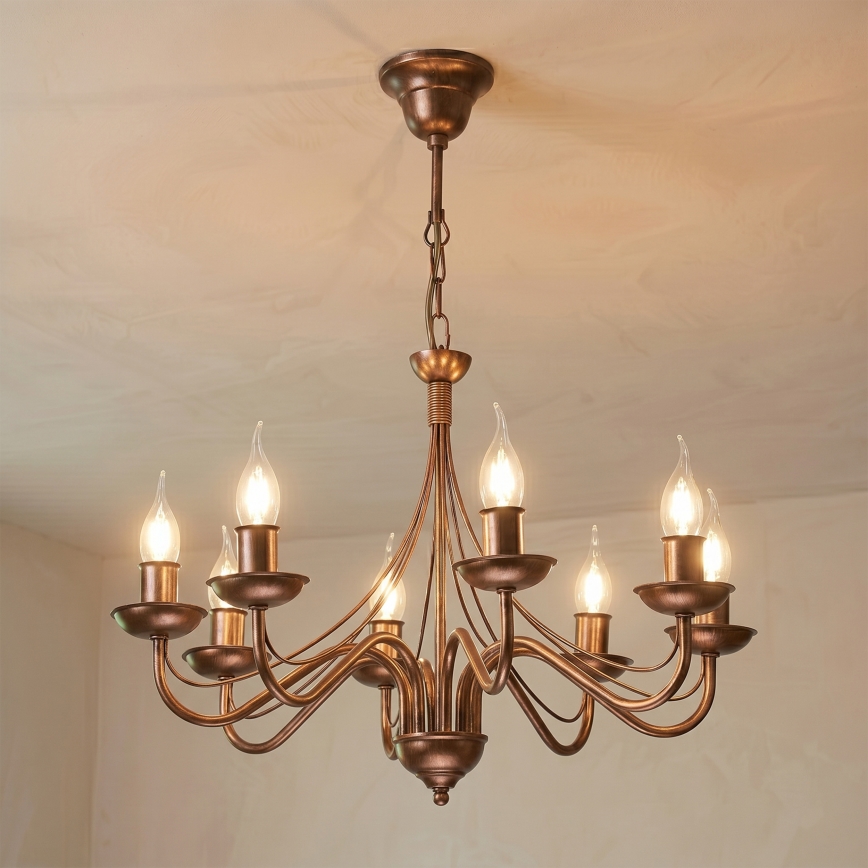 Kronleuchter mit Kette ANTON 8xE14/60W/230V bronzefarben