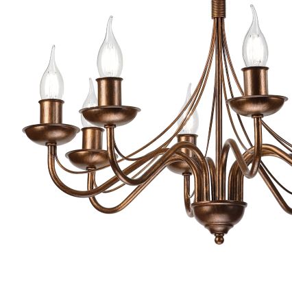Kronleuchter mit Kette ANTON 8xE14/60W/230V bronzefarben