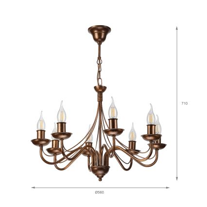 Kronleuchter mit Kette ANTON 8xE14/60W/230V bronzefarben