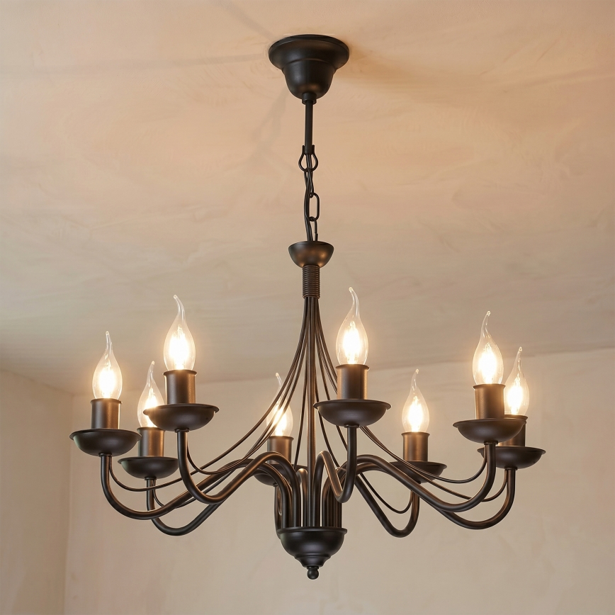 Kronleuchter mit Kette ANTON 8xE14/60W/230V schwarz