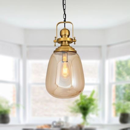 Kronleuchter mit Kette BOTTLE 1xE27/40W/230V goldfarben