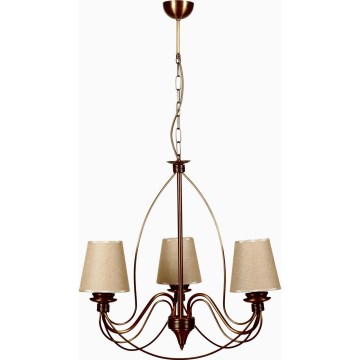 Kronleuchter mit Kette CLASSIC 3xE14/40W/230V bronzefarben/beige