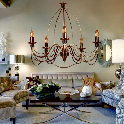 Kronleuchter mit Kette CLASSIC 5xE14/40W/230V Bronze