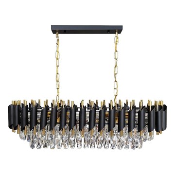 Kronleuchter mit Kette CRISTAL 10xE14/10W/230V schwarz/gold