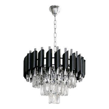 Kronleuchter mit Kette CRISTAL 5xE14/10W/230V Ø 38 cm schwarz/mattchrom