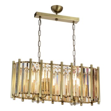 Kronleuchter mit Kette CRYSTALLINE 6xE14/40W/230V Messing