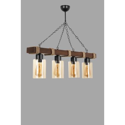 Kronleuchter mit Kette JASMIN 4xE27/40W/230V braun/beige
