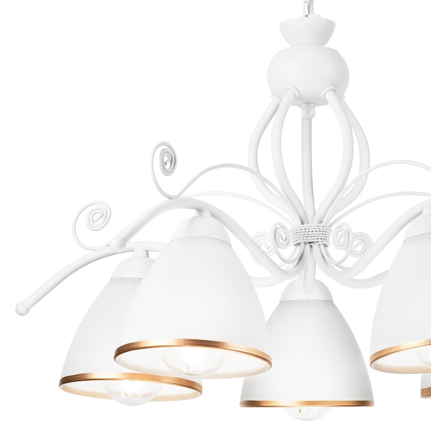 Kronleuchter mit Kette RETRO II 5xE27/60W/230V weiß