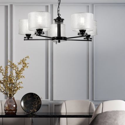 Kronleuchter mit Kette ROSA 5xE27/60W/230V schwarz/grau