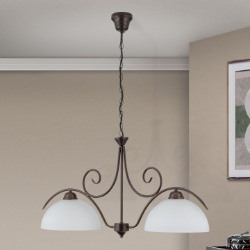 Kronleuchter mit Kette RULA 2xE27/40W/230V weiß/bronze
