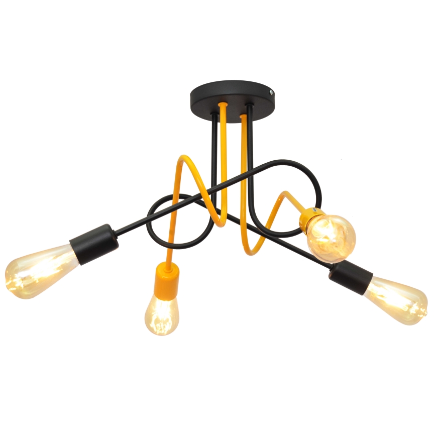 Kronleuchter OXFORD 4xE27/15W/230V schwarz/gelb