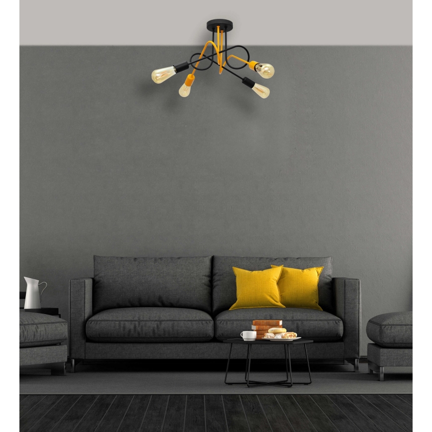Kronleuchter OXFORD 4xE27/15W/230V schwarz/gelb