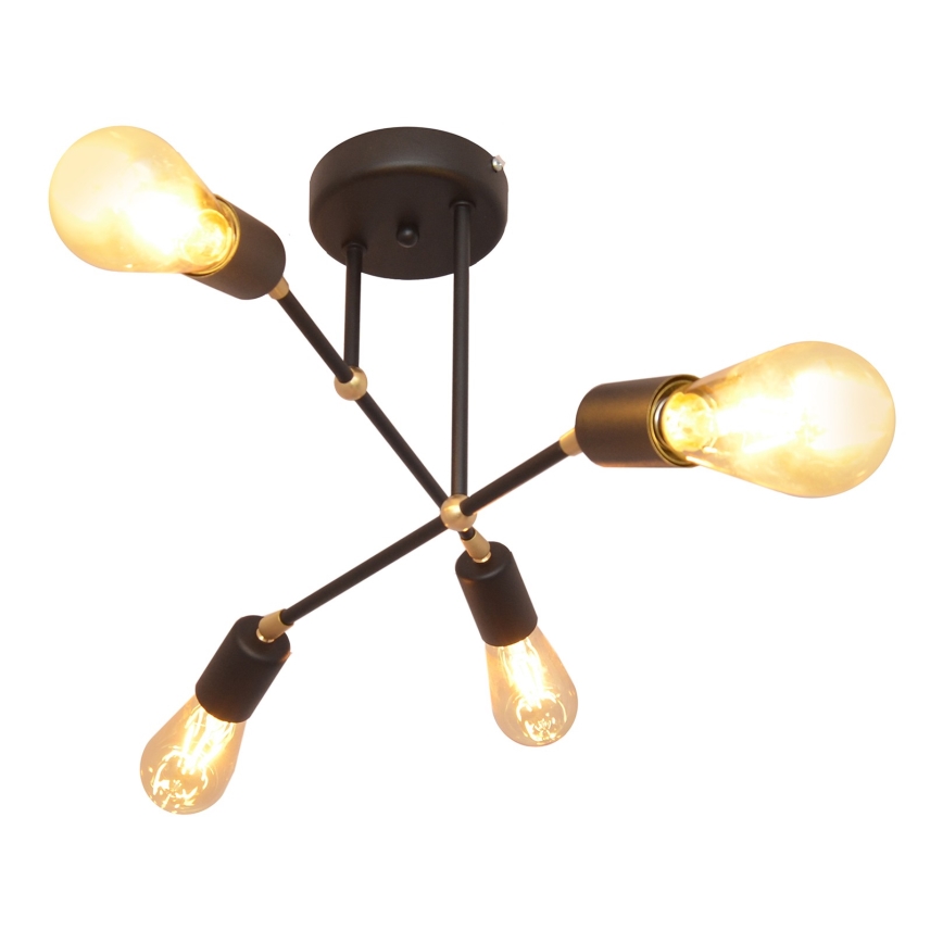 Kronleuchter ROSETTE 4xE27/15W/230V schwarz/gold