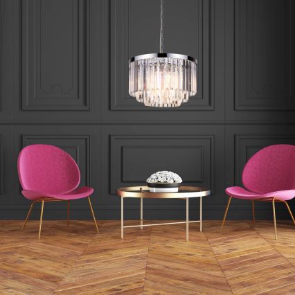 Kronleuchter VETRO mit Kette, 5xE14/60W/230V, glänzender Chrom