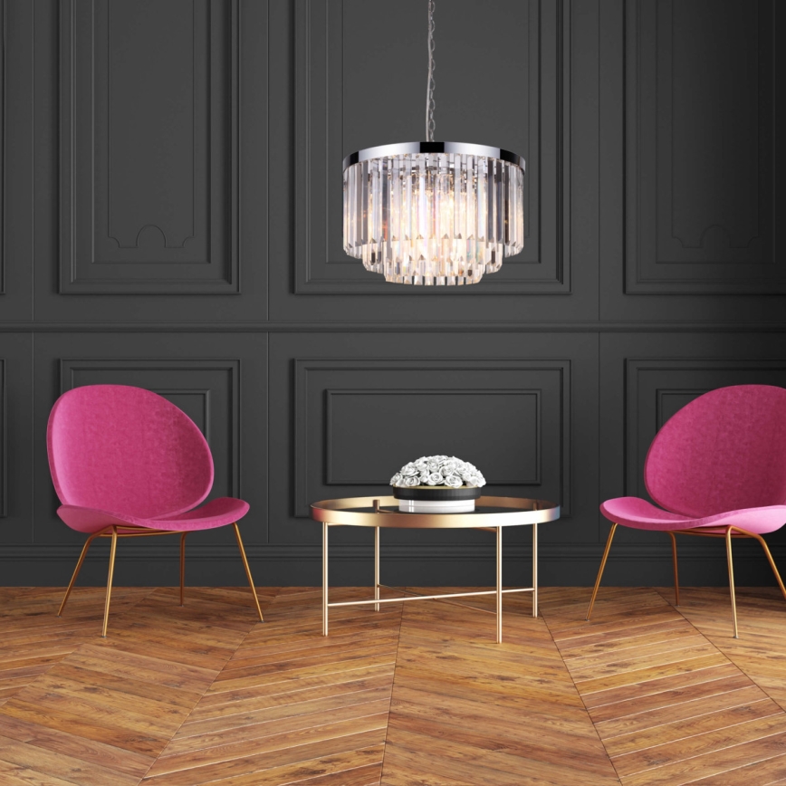 Kronleuchter VETRO mit Kette, 5xE14/60W/230V, glänzender Chrom