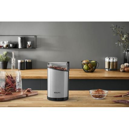 Krups - Elektrische Kaffeebohnenmühle 85g FAST-TOUCH 200W/230V matt Chrom