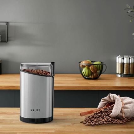 Krups - Elektrische Kaffeebohnenmühle 85g FAST-TOUCH 200W/230V matt Chrom
