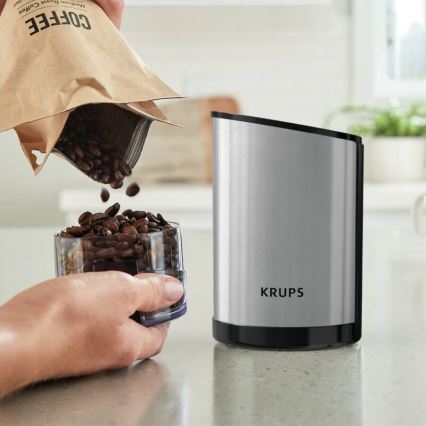 Krups - Elektrische Kaffeebohnenmühle 85g FAST-TOUCH 200W/230V matt Chrom