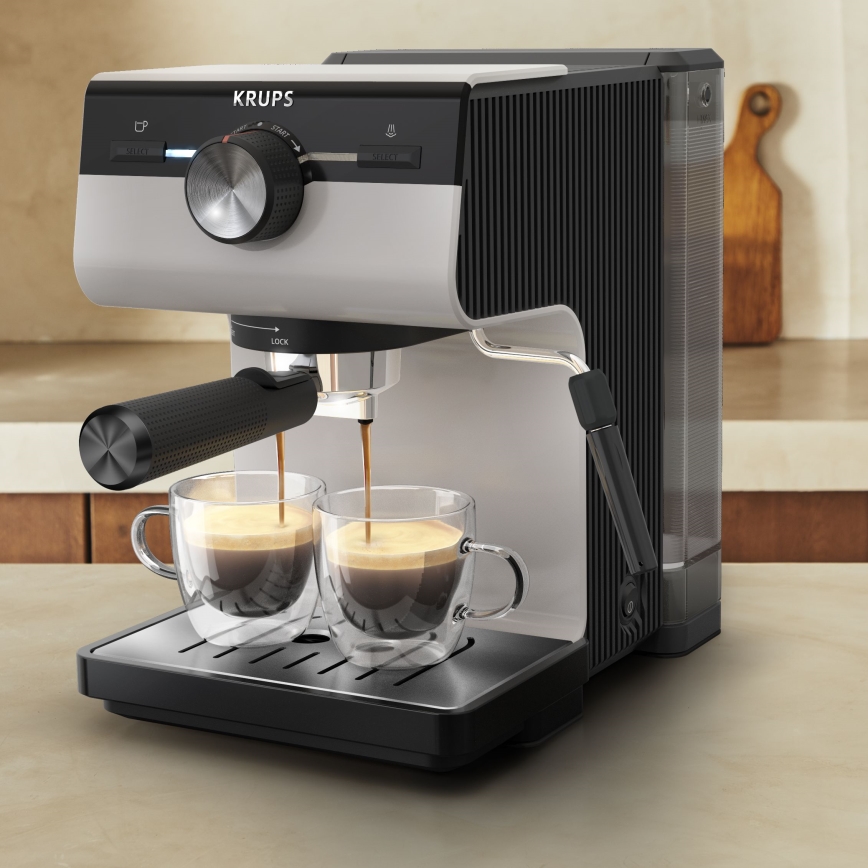 Krups - Siebträger-Kaffeemaschine für zwei Tassen AUTHENTIC 1450W/230V grau