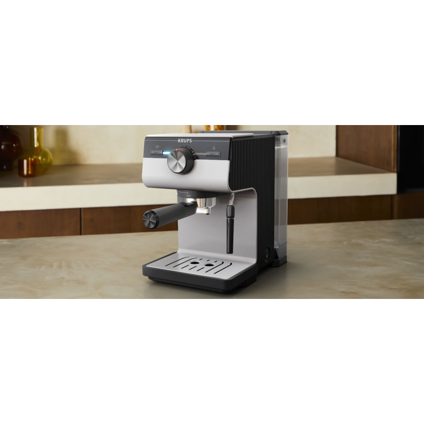 Krups - Siebträger-Kaffeemaschine für zwei Tassen AUTHENTIC 1450W/230V grau