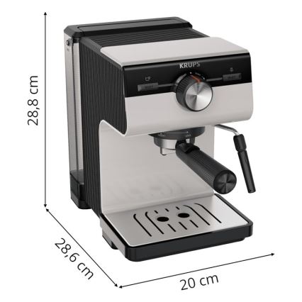 Krups - Siebträger-Kaffeemaschine für zwei Tassen AUTHENTIC 1450W/230V grau