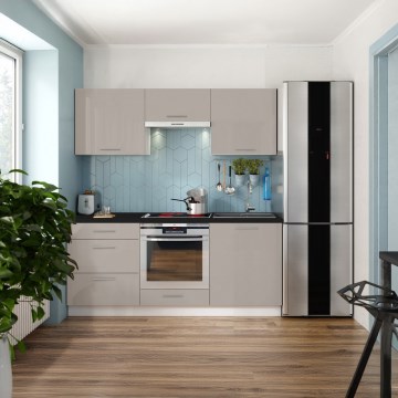 Küchenzeile CELESTE 180 cm hochglänzend taupe