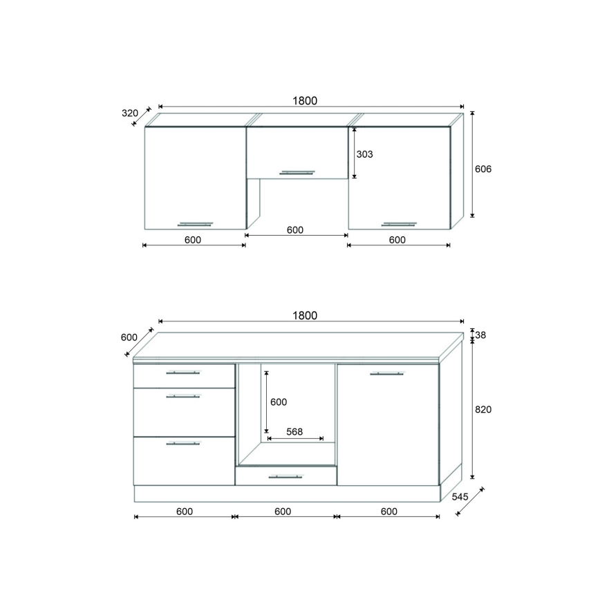 Küchenzeile CELESTE 180 cm hochglänzend taupe