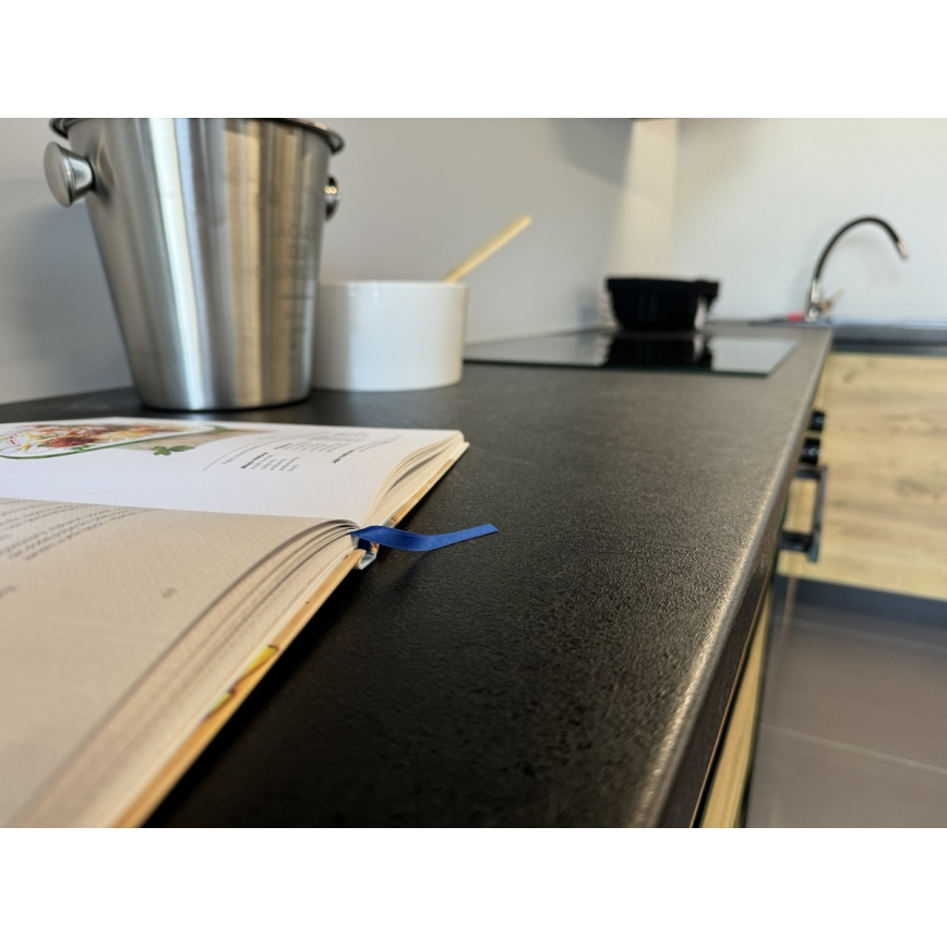 Küchenzeile MARINA 240 cm Craft-Eiche/Hochglanz-Schwarz